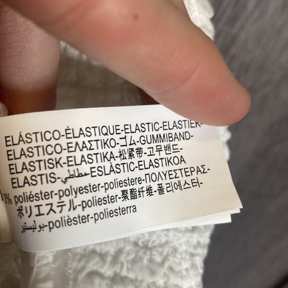 NWT Zara Off-white Smocked Tie Front Crop Tank Top Women's Medium - Picture 7 of 8